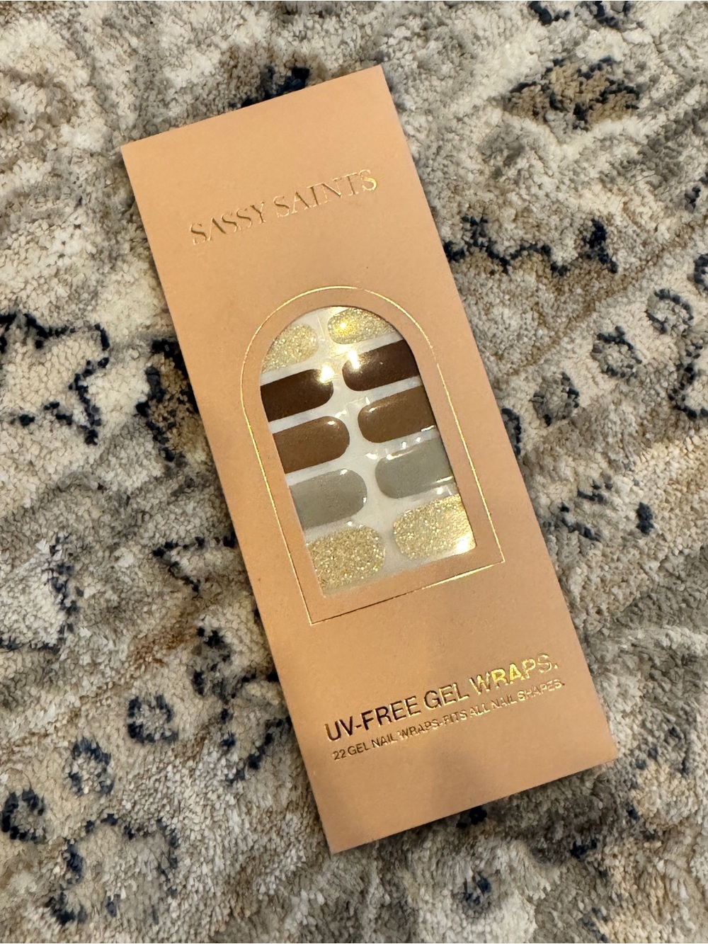 Sassy Saints Gold & Brown UV-Free Gel Nail Wraps